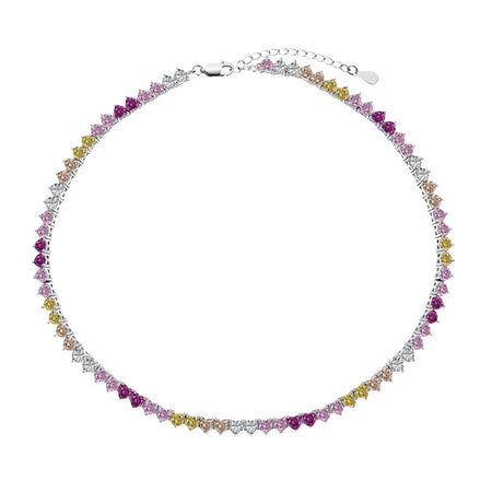 [LUCKY LOVE]Sparkling Colorful Full Heart Tennis Necklace
