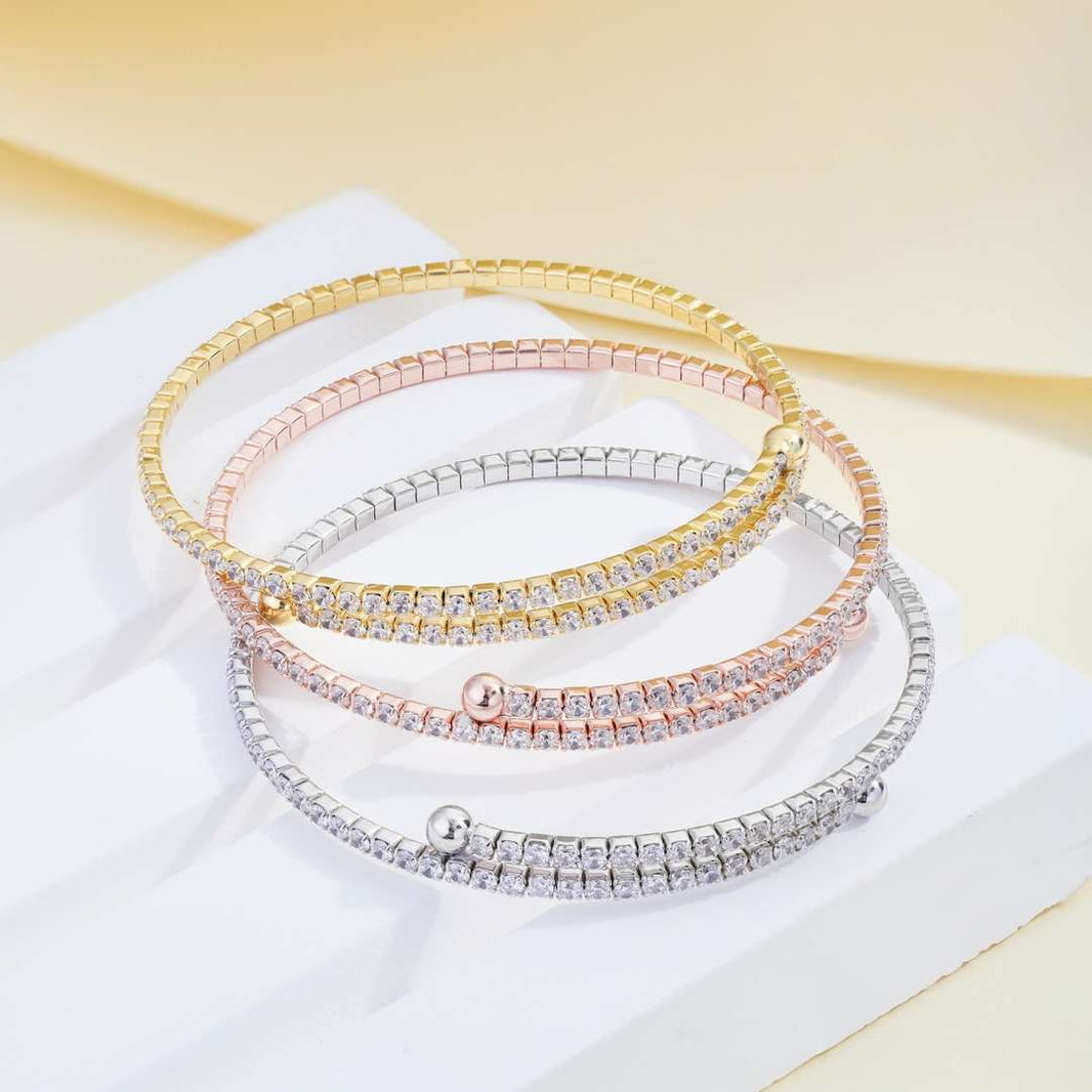 [LUCKY LOVE]Row of Diamonds Round Fashion Bracelet