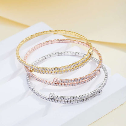 [LUCKY LOVE]Row of Diamonds Round Fashion Bracelet