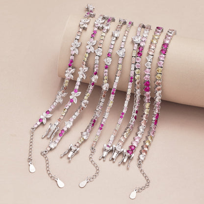 [LUCKY LOVE]Sparkling Colorful Full Heart Tennis Necklace