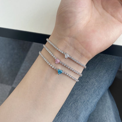 [LUCKY LOVE]0.5 Carat Elegant Romantic Heart Shape Lover Bracelet