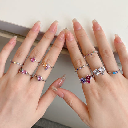 [LUCKY LOVE]Radiant Colorful Multi Cut Daily Ring