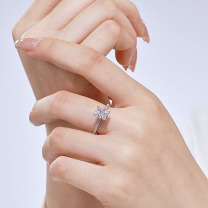 [LUCKY LOVE]2.0 Carat Dazzling Sparkling Radiant Cut Party Ring