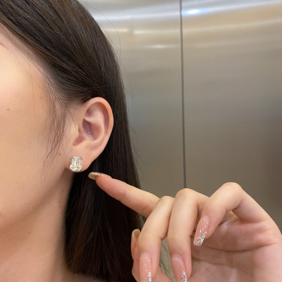 [LUCKY LOVE]Dazzling Square Shape Earrings