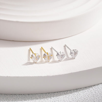 [LUCKY LOVE]Sparkling Heart Shaped Simple Earrings
