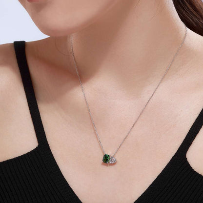 [LUCKY LOVE]Dazzling Square & Heart Shape Necklace