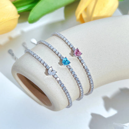 [LUCKY LOVE]0.5 Carat Elegant Romantic Heart Shape Lover Bracelet