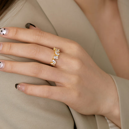 [LUCKY LOVE]Delicate Multi Cut Ring