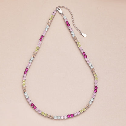 [LUCKY LOVE]Delicate Colorful Tennis Necklace
