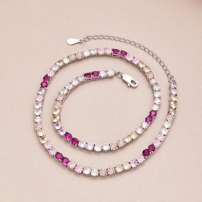 [LUCKY LOVE]Delicate Colorful Tennis Necklace