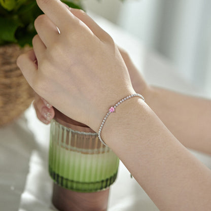 [LUCKY LOVE]0.5 Carat Elegant Romantic Heart Shape Lover Bracelet