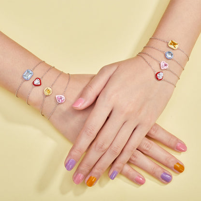 [LUCKY LOVE]2.0 Carat Sparkling Colorful Emerald Cut Daily Bracelet