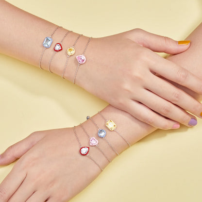 [LUCKY LOVE]2.0 Carat Sparkling Colorful Emerald Cut Daily Bracelet