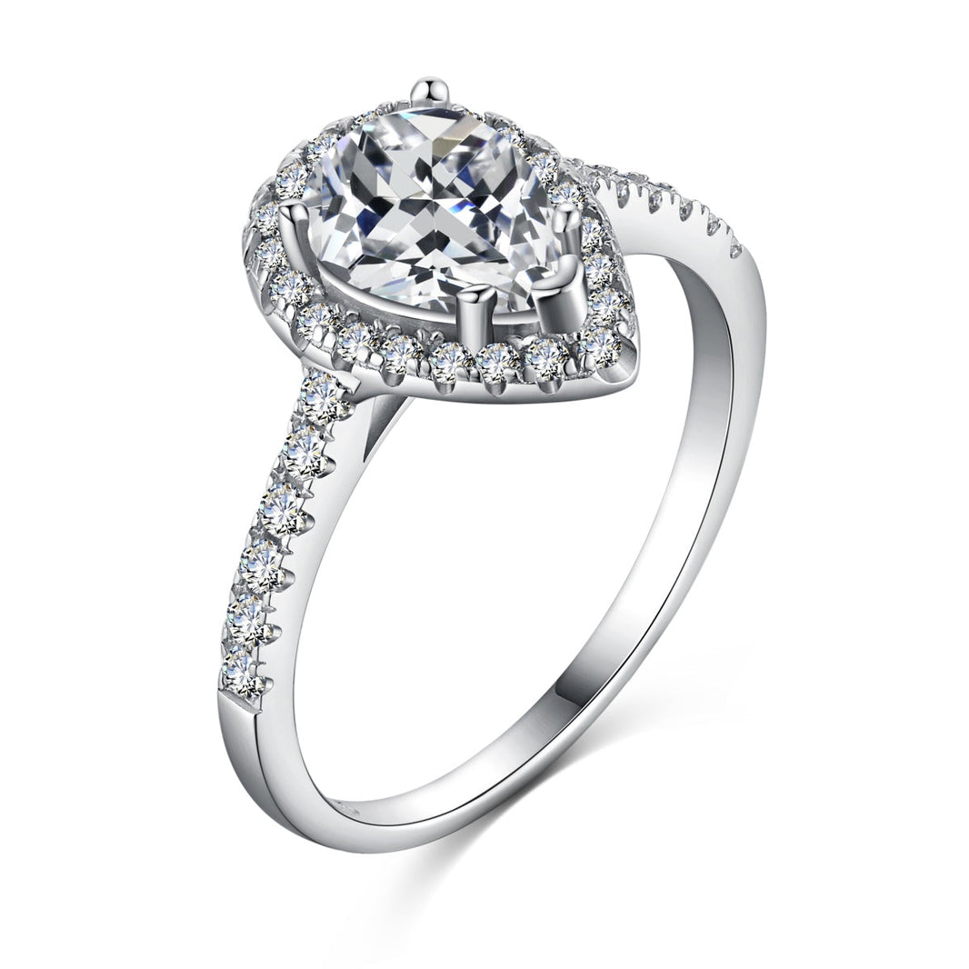 [LUCKY LOVE]1.0 Carat Luxurious Resplendent Water Drop Shape Wedding Ring