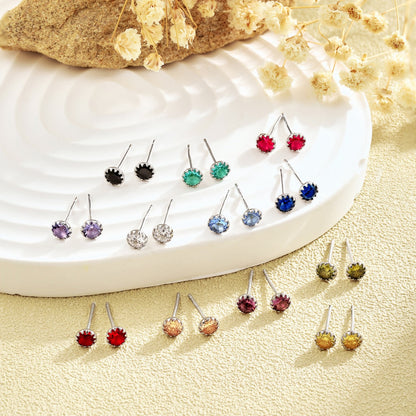 [LUCKY LOVE]Sparkling Colorful Round Shape Earrings