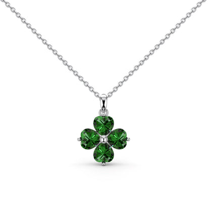 [LUCKY LOVE]Heart-Shaped Four-Leaf Clover Bead Necklace