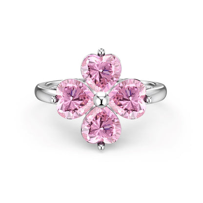 [LUCKY LOVE]Heart-shaped Four-Leaf Clover Ball Ring