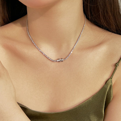 [LUCKY LOVE]Delicate Round Shape Tennis Necklace