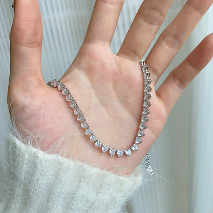 [LUCKY LOVE]Ornate Heart Cut Tennis Necklace