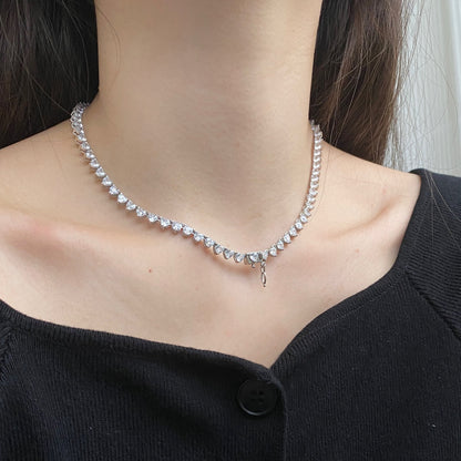 [LUCKY LOVE]Ornate Heart Cut Tennis Necklace