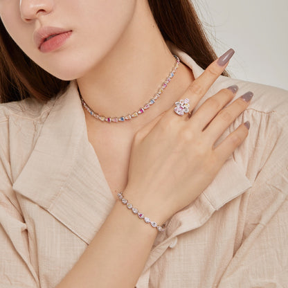 [LUCKY LOVE]Sparkling Colorful Water Drop Shape Daily Ring