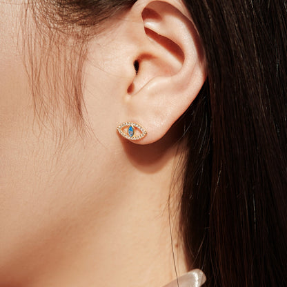 [LUCKY LOVE]Blue Devil Eyes Hollow Stud Earrings