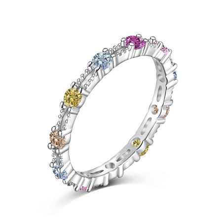 [LUCKY LOVE]Sparkling Colorful Round Cut Tennis Ring