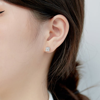 [LUCKY LOVE]1.0 Carat Radiant Princess Cut Wedding Earrings