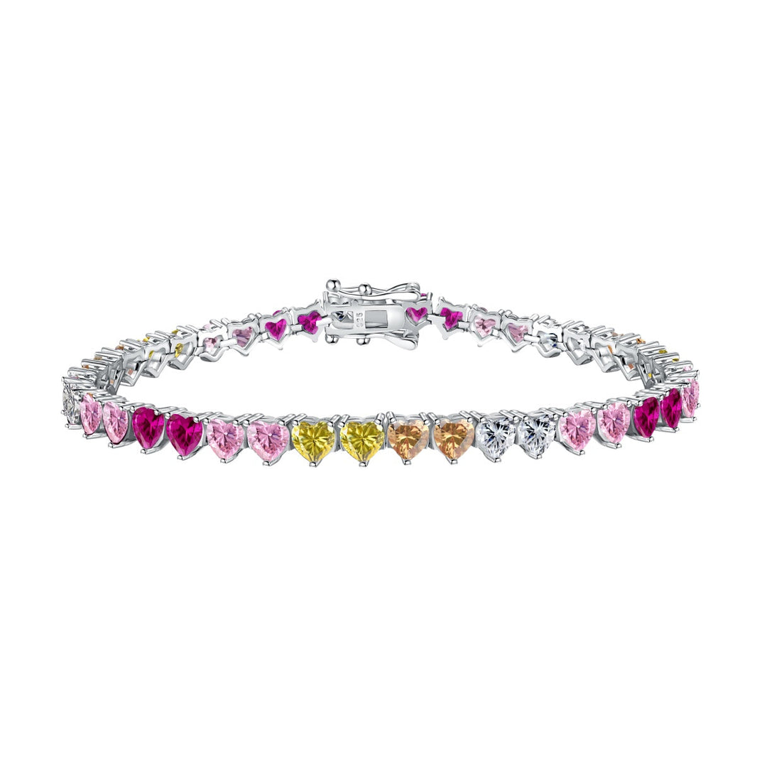 [LUCKY LOVE]Luxurious Colorful Romantic Heart Shape Lover Bracelet