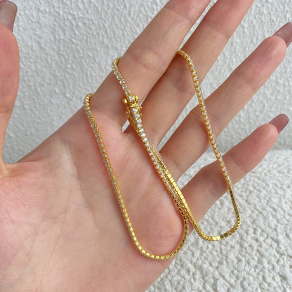 [LUCKY LOVE]Delicate Round Shape Tennis Necklace