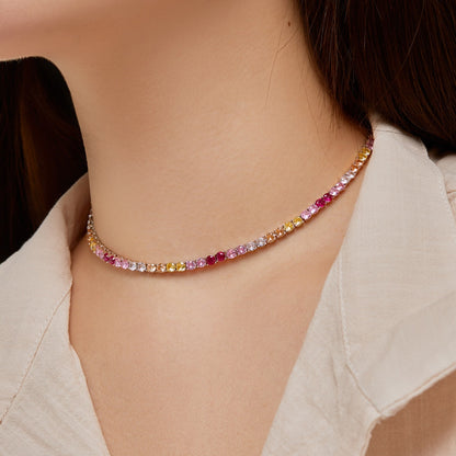 [LUCKY LOVE]Delicate Colorful Tennis Necklace