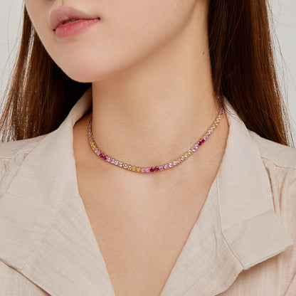 [LUCKY LOVE]Delicate Colorful Tennis Necklace