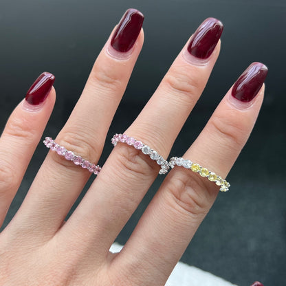 [LUCKY LOVE]Sparkling Round Cut Tennis Ring