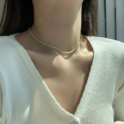 [LUCKY LOVE]Delicate Round Shape Tennis Necklace