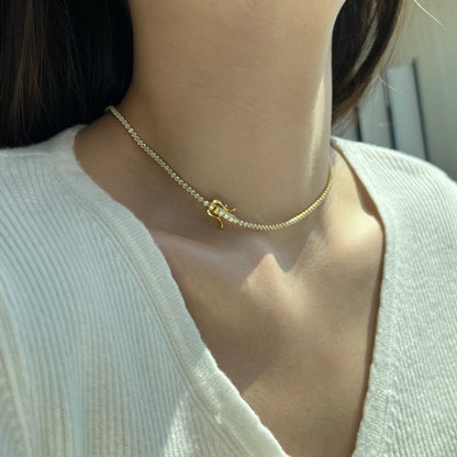 [LUCKY LOVE]Delicate Round Shape Tennis Necklace