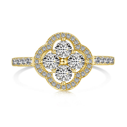 [LUCKY LOVE]Four Leaf Clover Flower Design Ring