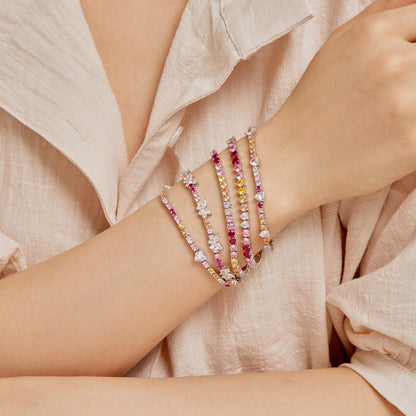 [LUCKY LOVE]Romantic Heart Shape Round Cut Lover Bracelet