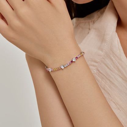 [LUCKY LOVE]Romantic Heart Shape Round Cut Lover Bracelet