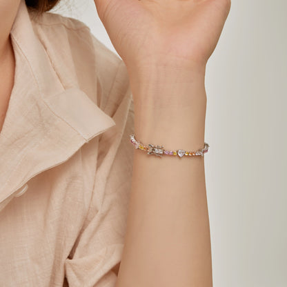 [LUCKY LOVE]Romantic Heart Shape Round Cut Lover Bracelet