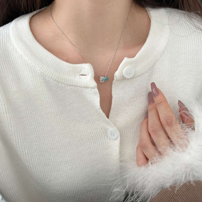 [LUCKY LOVE]Dazzling Square & Heart Shape Necklace