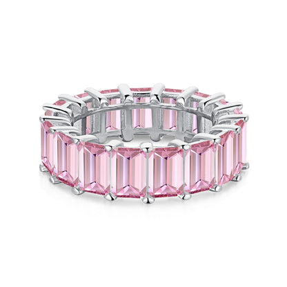 [LUCKY LOVE]0.75 Carat Elegant Emerald Cut Tennis Ring