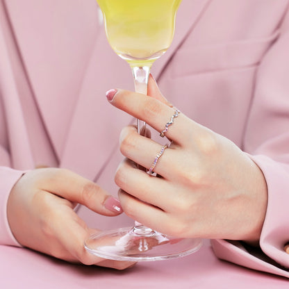 [LUCKY LOVE]Dainty Colorful Round Cut Party Ring