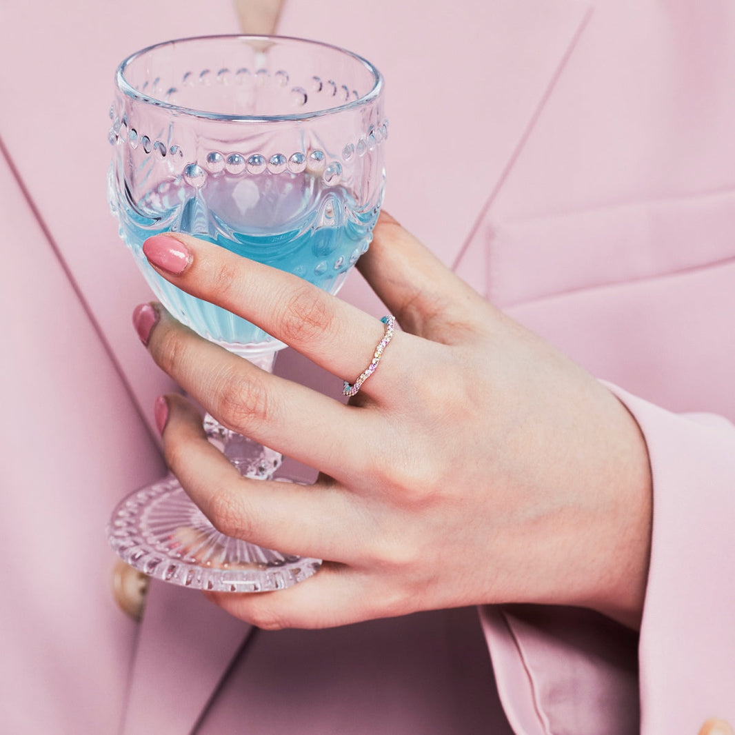 [LUCKY LOVE]Dainty Colorful Round Cut Party Ring
