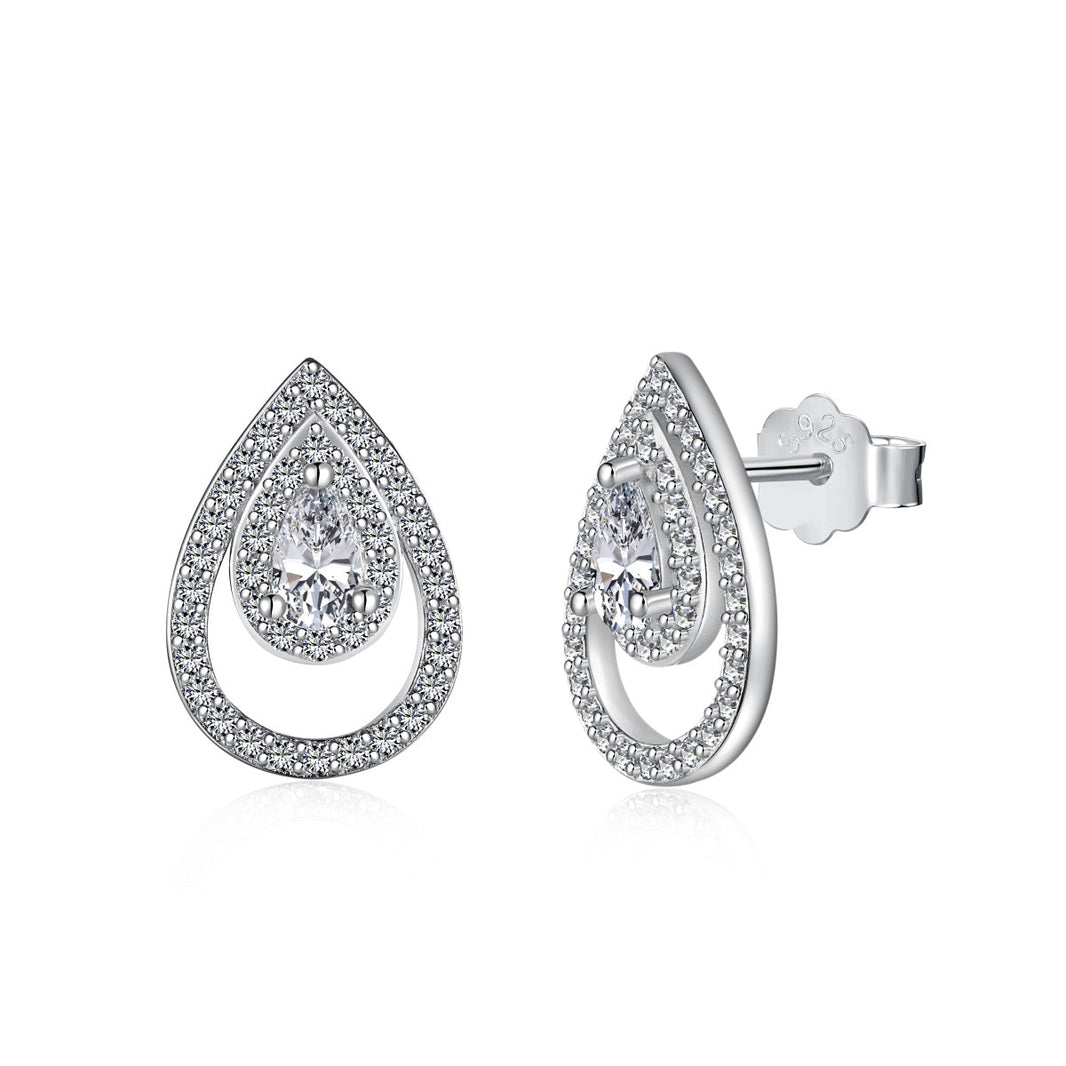 [LUCKY LOVE]Sparkling Delicate Water Drop Shape Daily Earrings