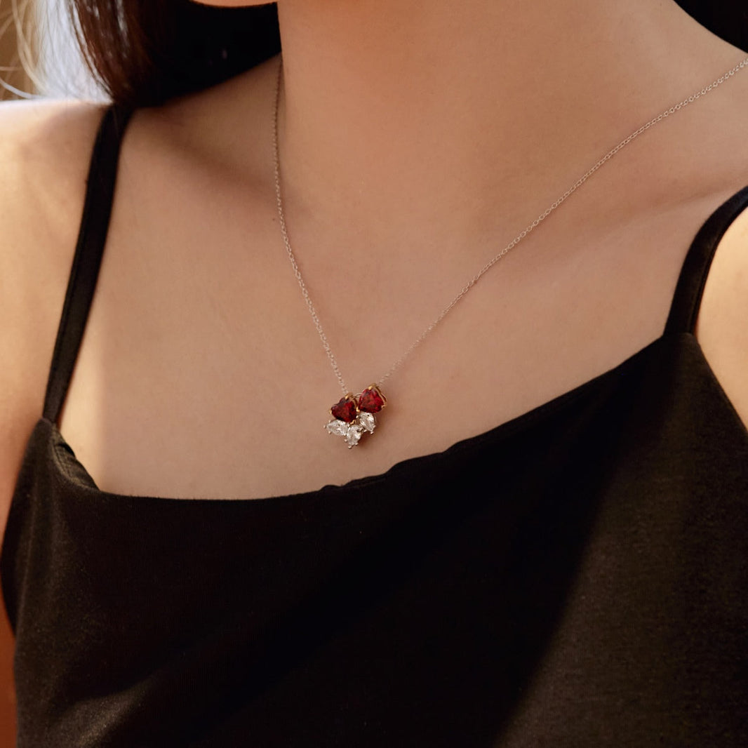 [LUCKY LOVE]Dainty Red Heart Necklace