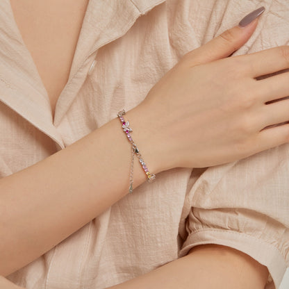 [LUCKY LOVE]Ornate Colorful Butterfly Shape Round Cut Daily Bracelet