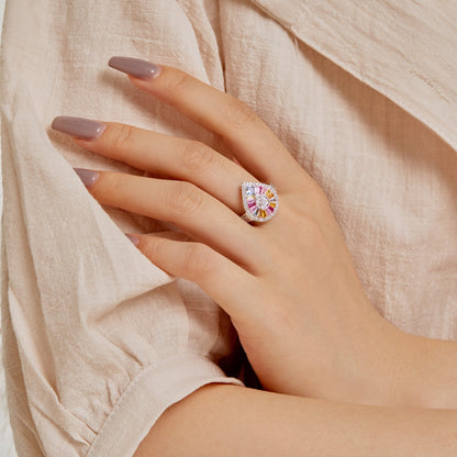 [LUCKY LOVE]Elegant Colorful Water Drop Shape Banquet Ring