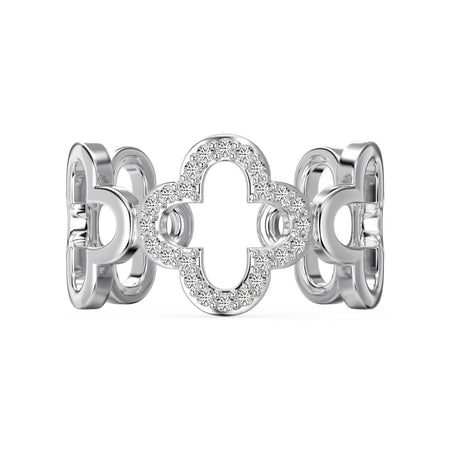[LUCKY LOVE]Hollow Design Four-Leaf Clover Flower Shape Ring