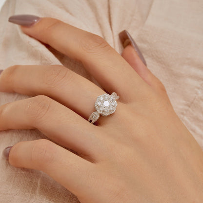 [LUCKY LOVE]Delicate Colorful Round Cut Flower Shape Wedding Ring