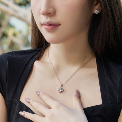 [LUCKY LOVE]Heart-Shaped Four-Leaf Clover Bead Necklace